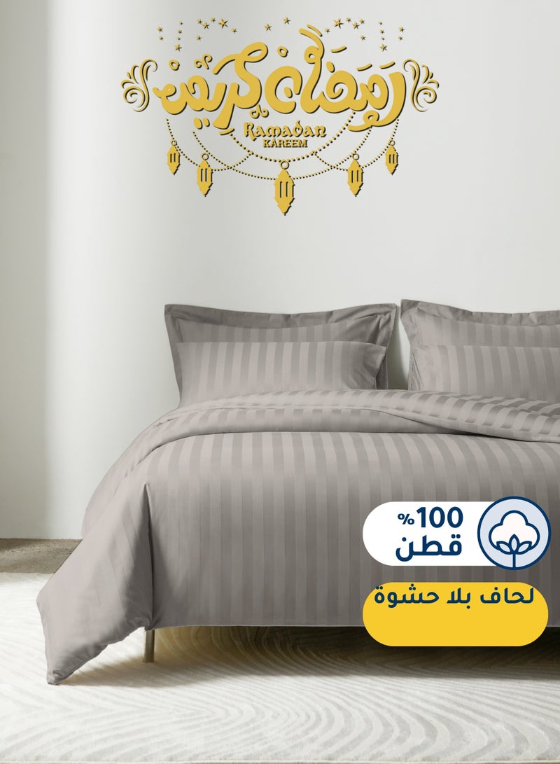 Master Home Textile Cotton Hotel Duvet Cover Sets, Fits 120 cm x 200 cm Size Bed, 4 Pcs Single Size, Hotel Stripe Pattern - Image 1